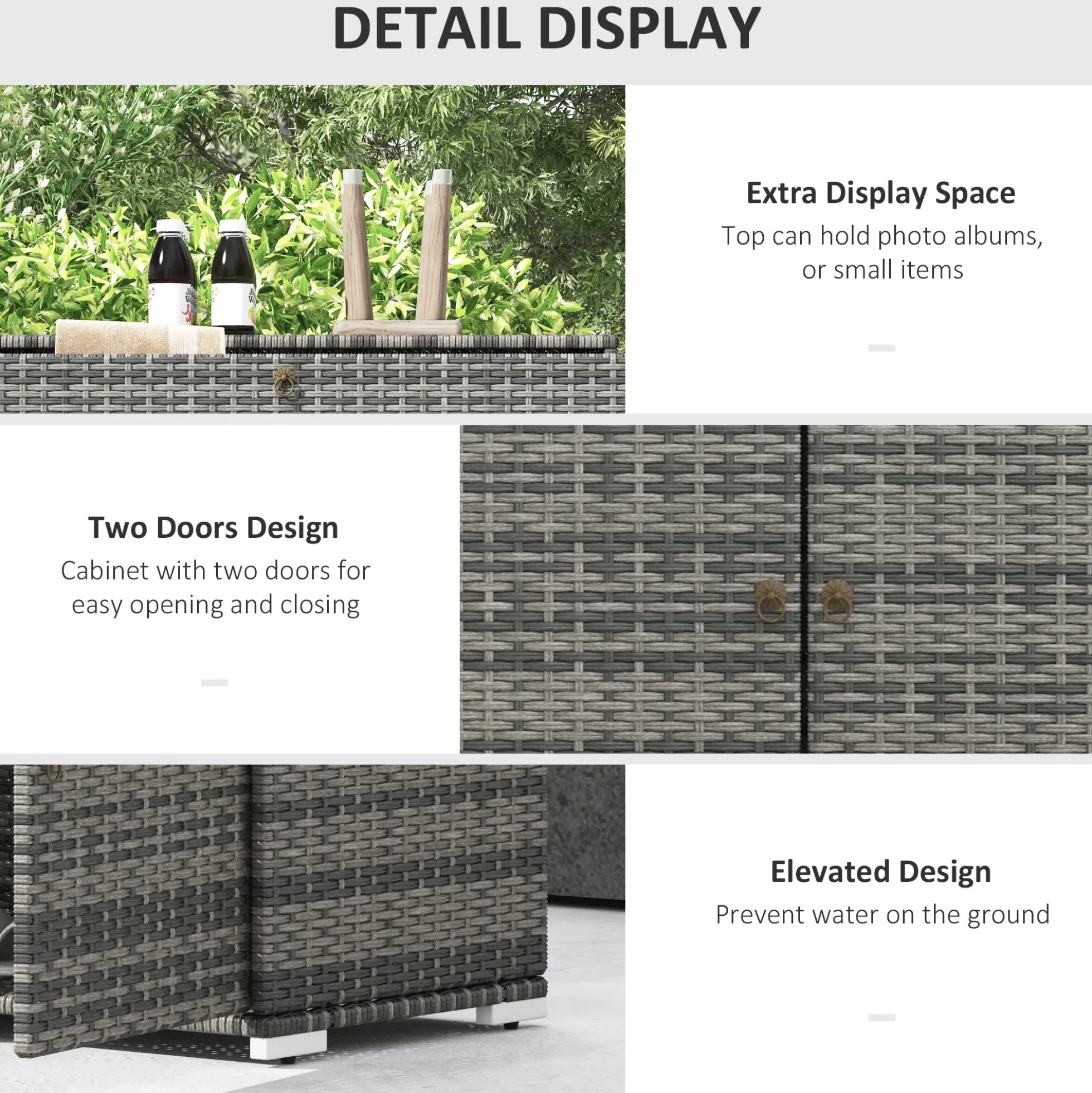 Outdoor Wicker Towel Rack Cabinet Storage with Drawer