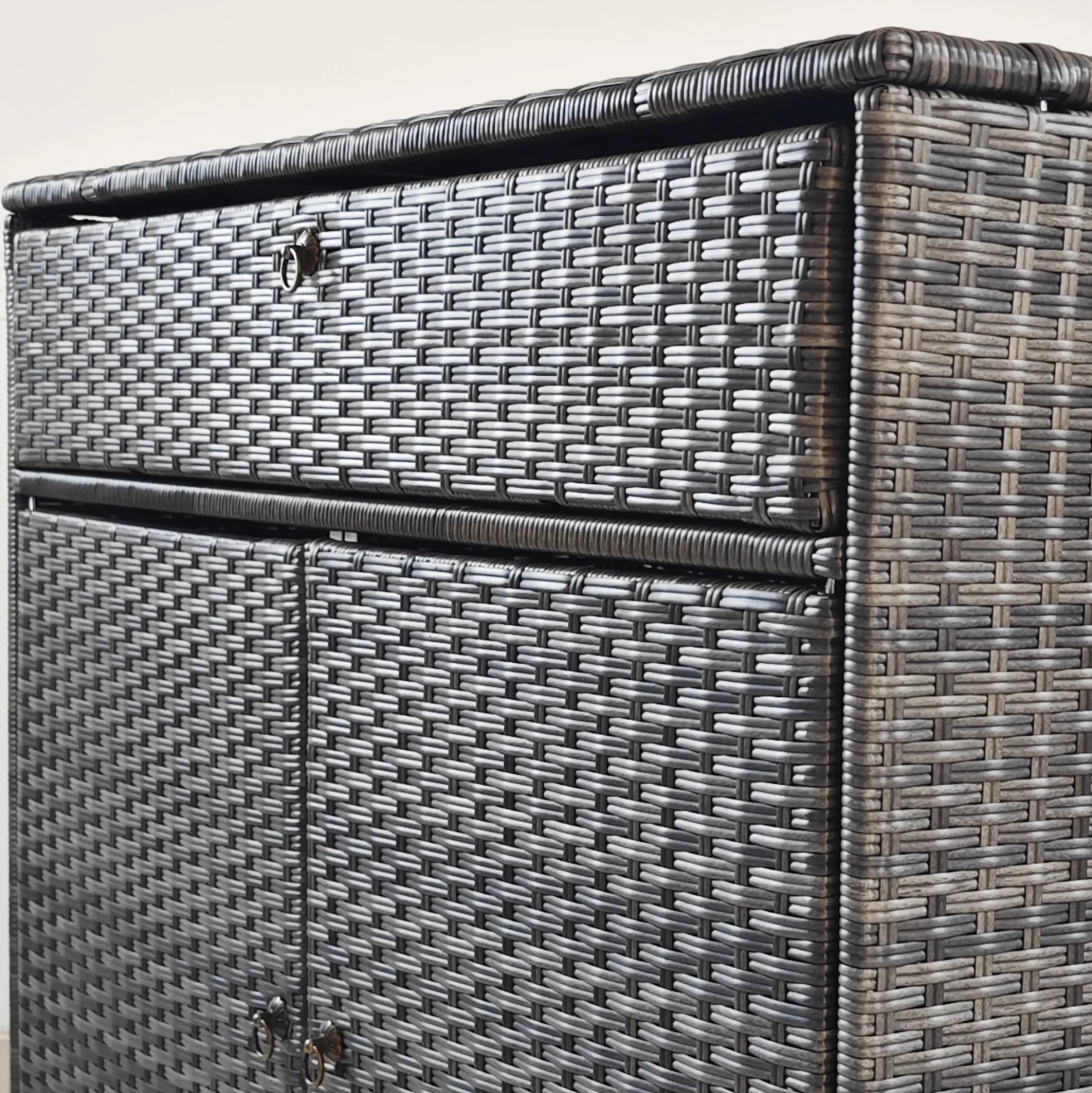 Outdoor Wicker Towel Rack Cabinet Storage with Drawer