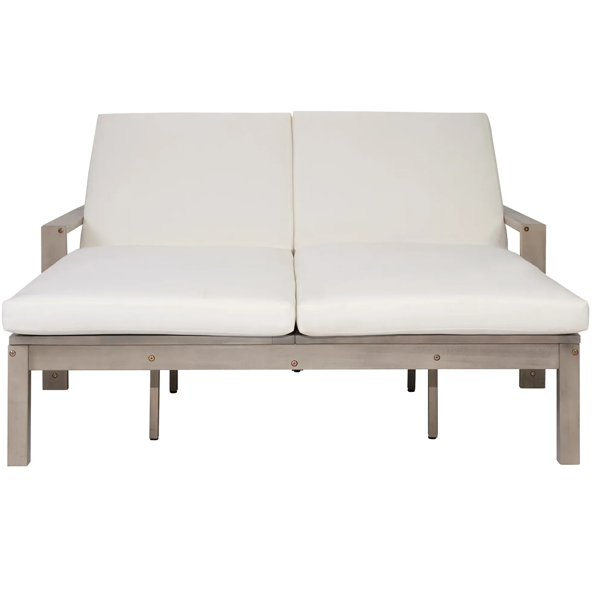 Outdoor Wide Double Lounge Chair with Adjustable Backrest with Removable Cushions
