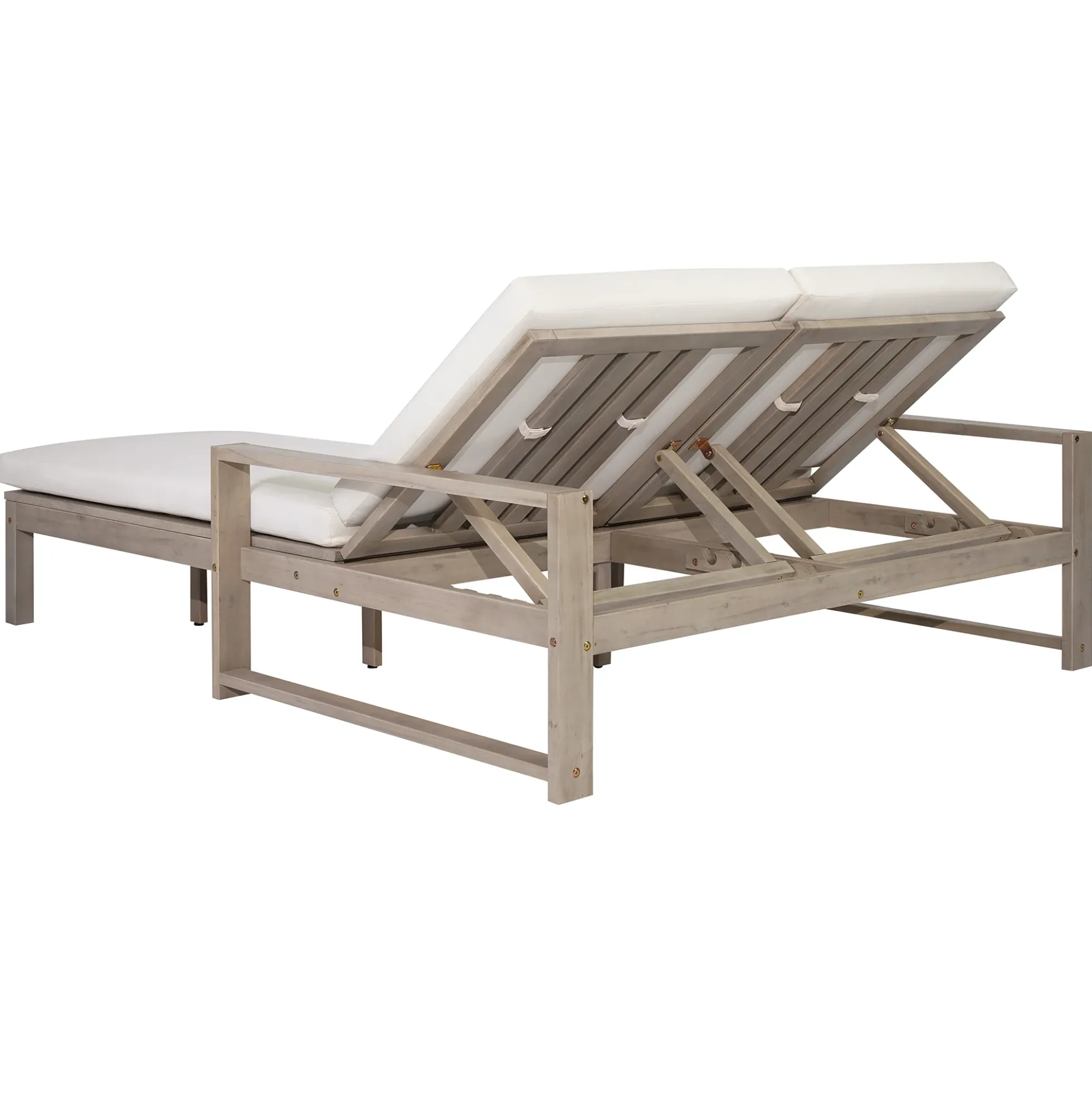 Outdoor Wide Double Lounge Chair with Adjustable Backrest with Removable Cushions