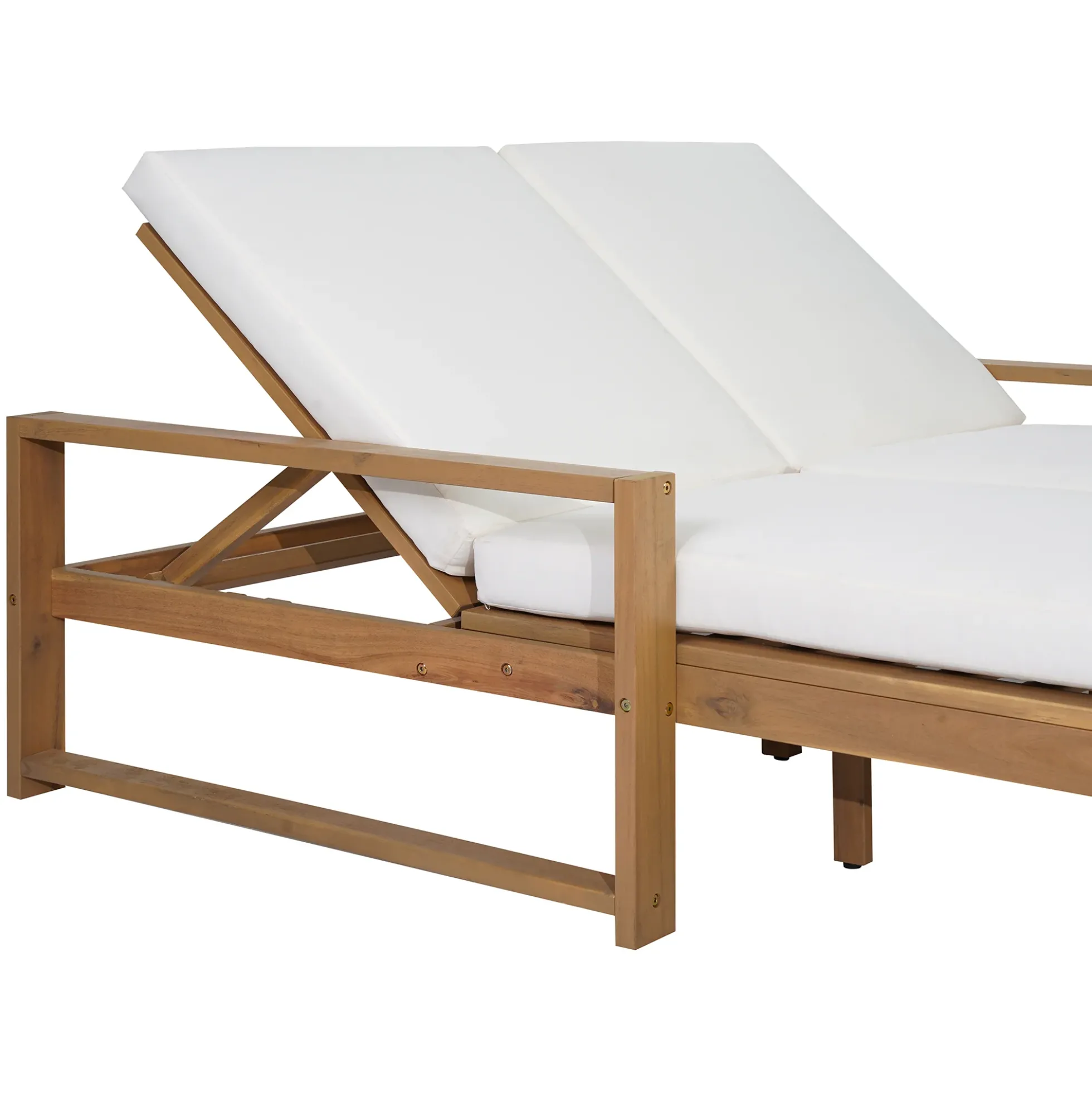 Outdoor Wide Double Lounge Chair with Adjustable Backrest with Removable Cushions