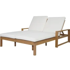 Outdoor Wide Double Lounge Chair with Adjustable Backrest with Removable Cushions