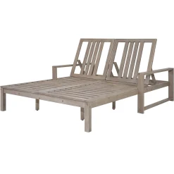 Outdoor Wide Double Lounge Chair with Adjustable Backrest with Removable Cushions