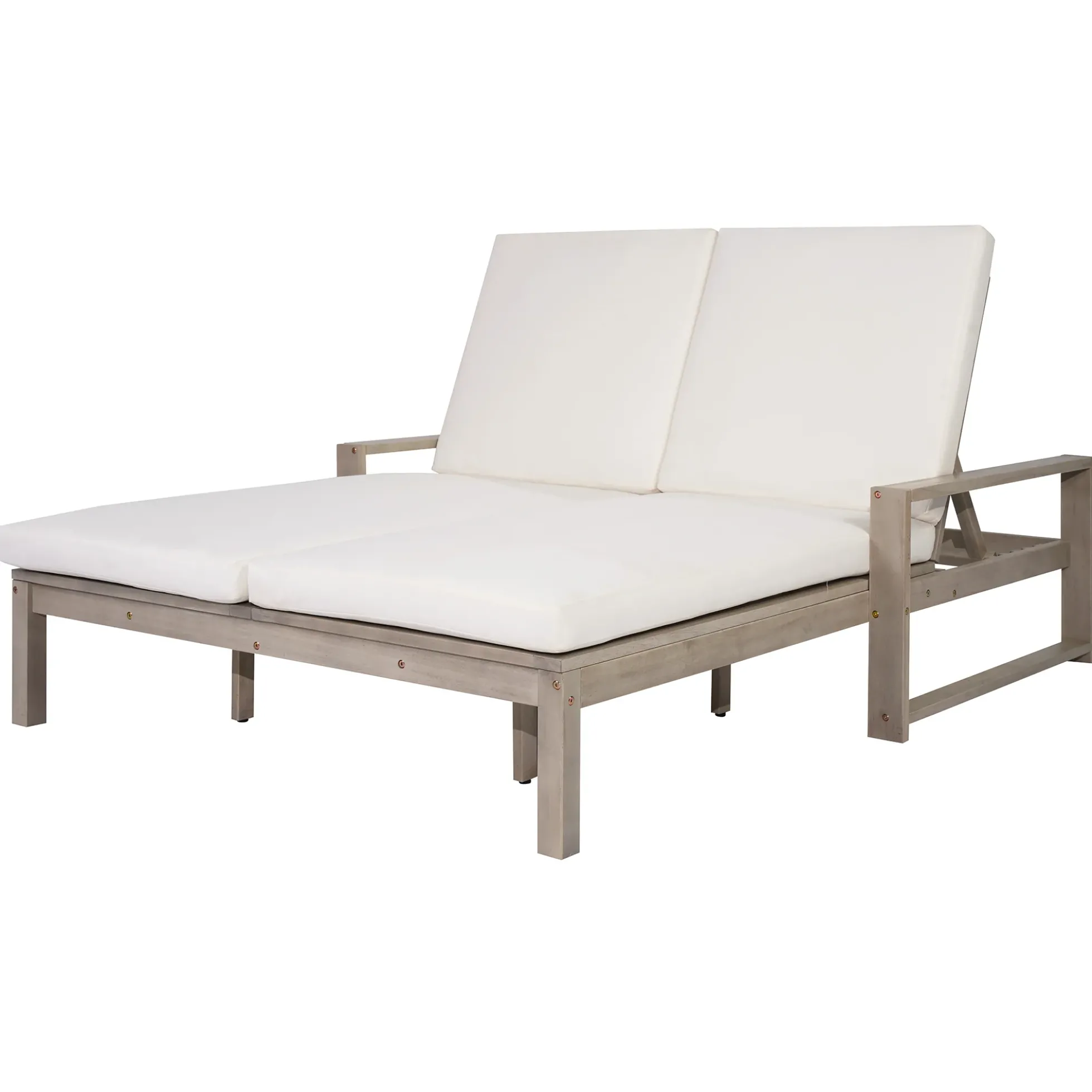 Outdoor Wide Double Lounge Chair with Adjustable Backrest with Removable Cushions