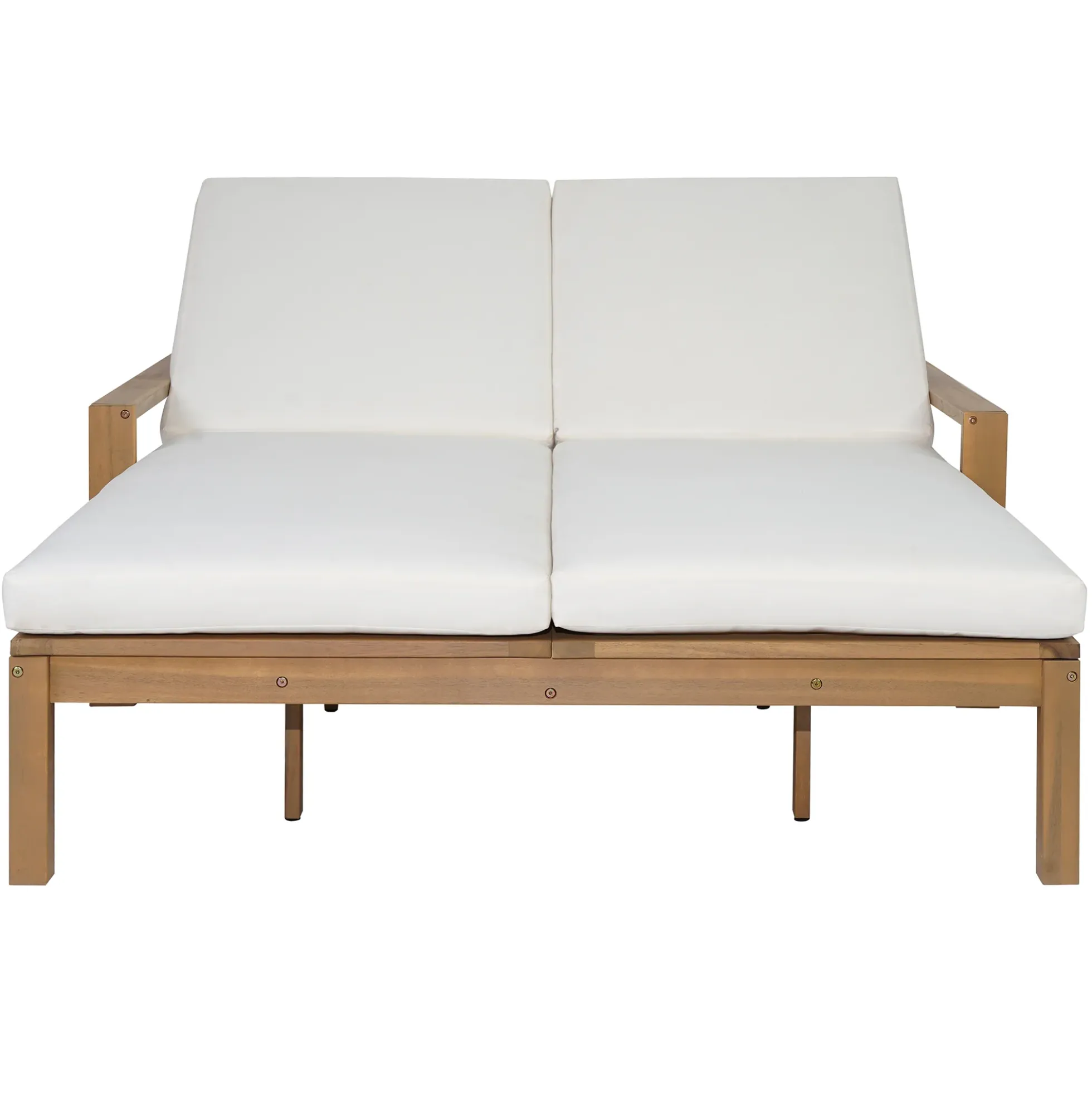 Outdoor Wide Double Lounge Chair with Adjustable Backrest with Removable Cushions