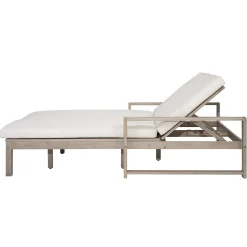 Outdoor Wide Double Lounge Chair with Adjustable Backrest with Removable Cushions