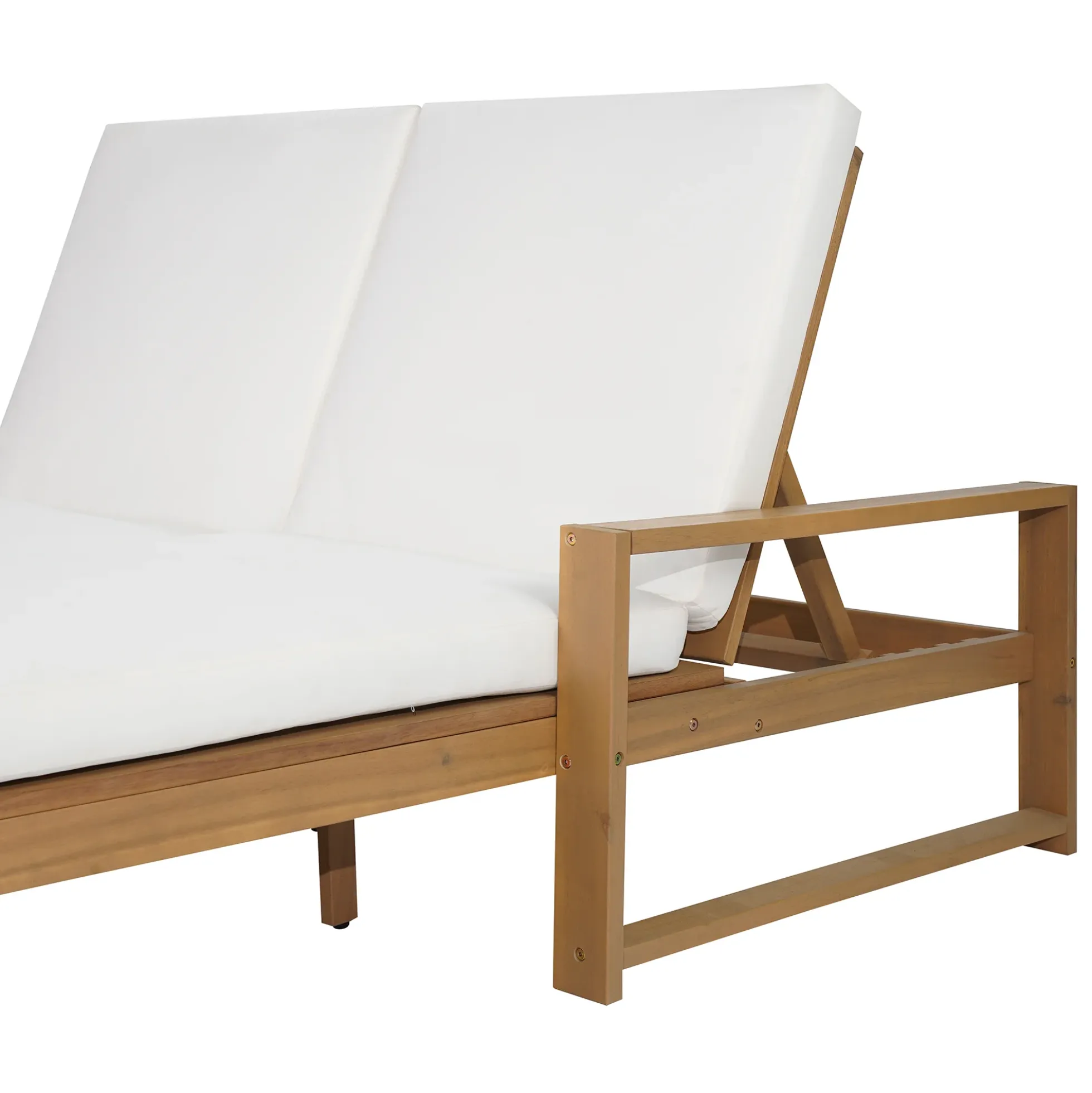 Outdoor Wide Double Lounge Chair with Adjustable Backrest with Removable Cushions