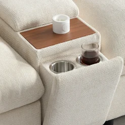Oversized Chenille Modular Sectional Sofa with Console and Two Storage Ottomans
