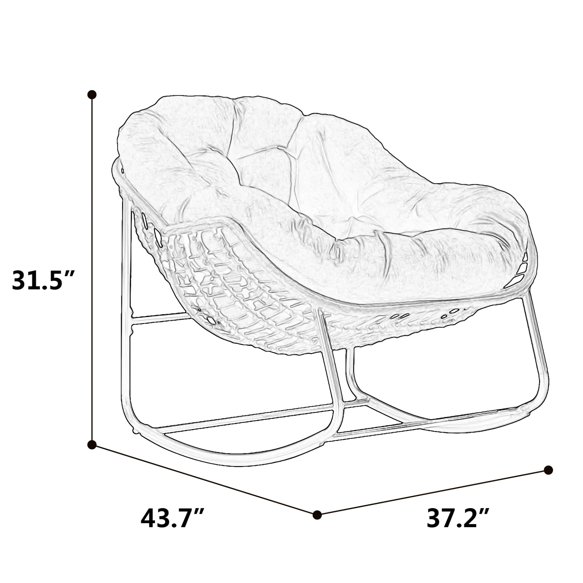 Oversized Indoor & Outdoor Lounge Papasan Rocking Chair