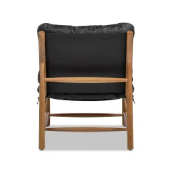 Oxford 26.5' Noir Black Leather Mid-Century Modern Accent Chair