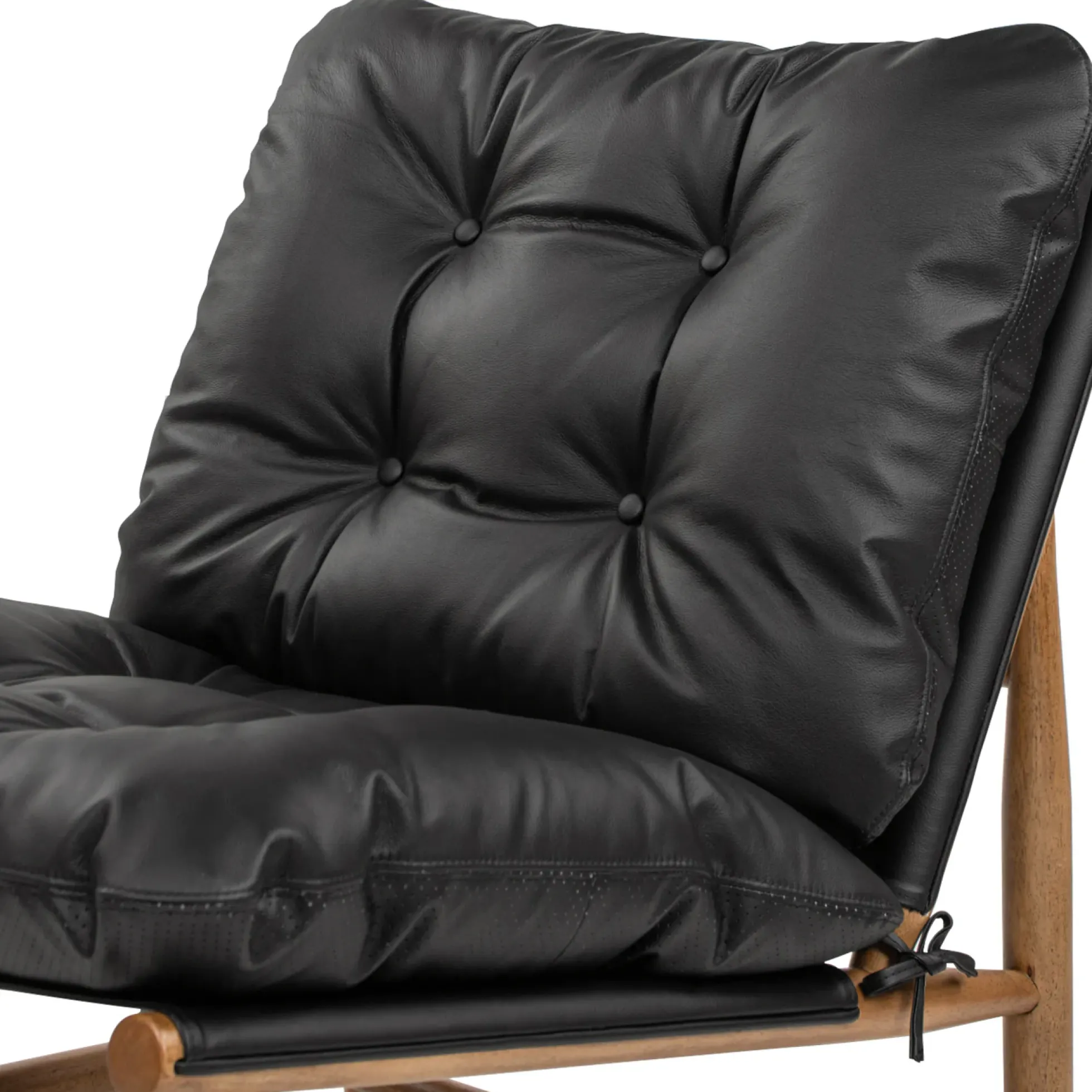 Oxford 26.5' Noir Black Leather Mid-Century Modern Accent Chair
