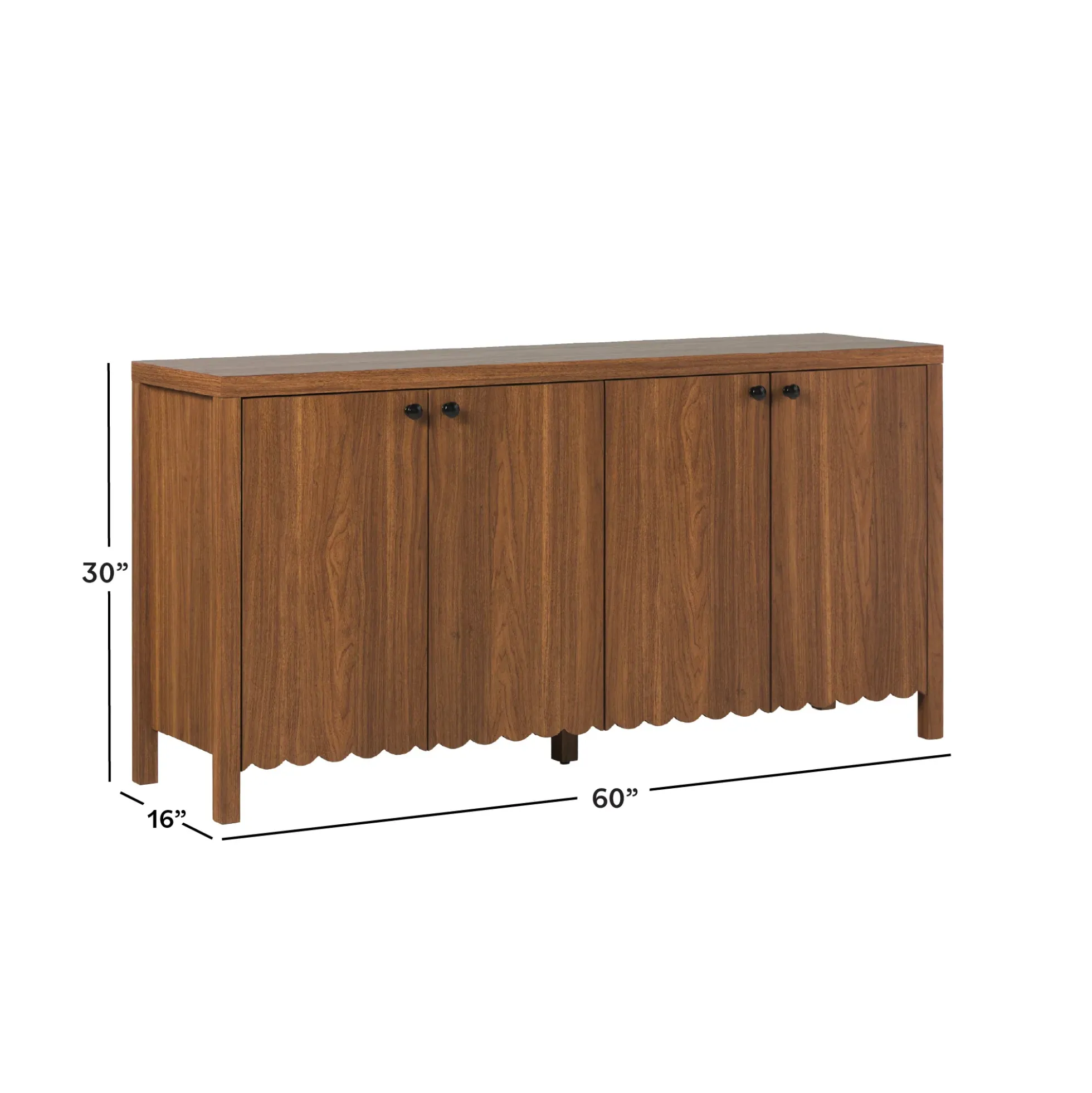 Paisley 60" Modern Scalloped Easy Assembly Sideboard /TV Stand