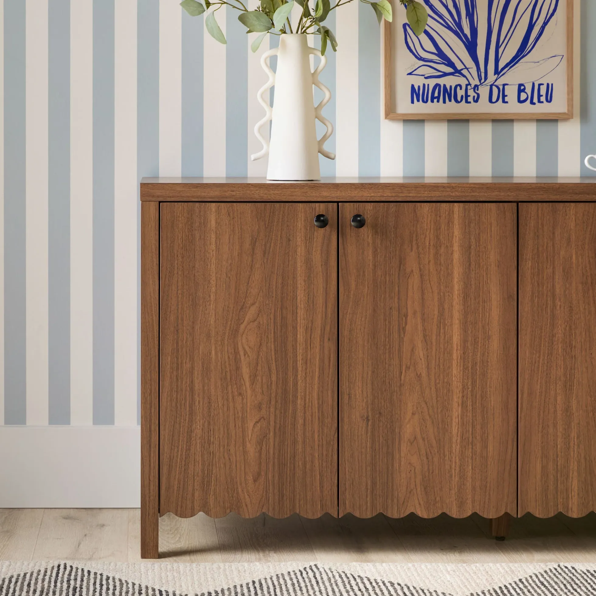 Paisley 60" Modern Scalloped Easy Assembly Sideboard /TV Stand