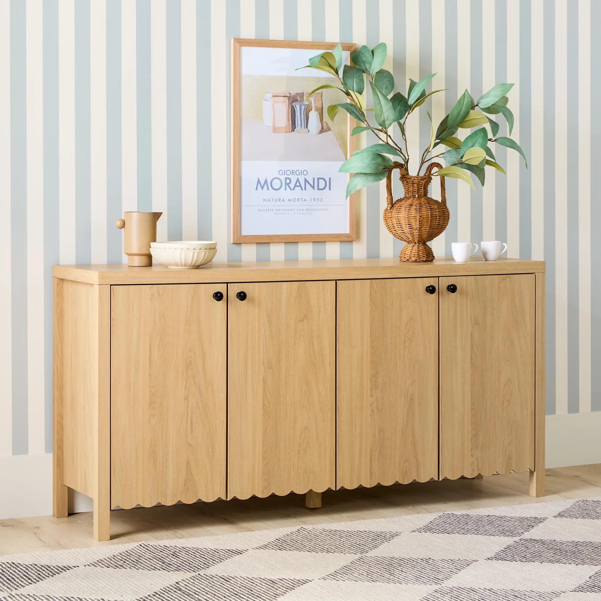 Paisley 60" Modern Scalloped Easy Assembly Sideboard /TV Stand