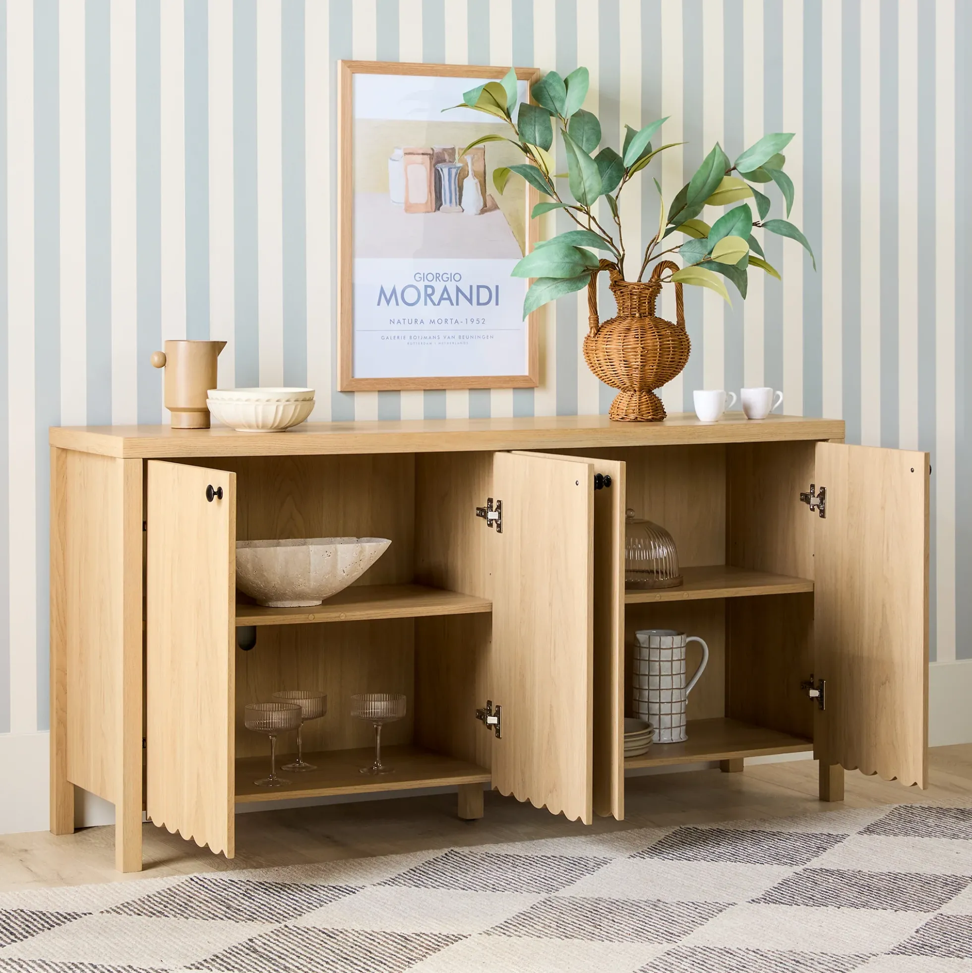 Paisley 60" Modern Scalloped Easy Assembly Sideboard /TV Stand