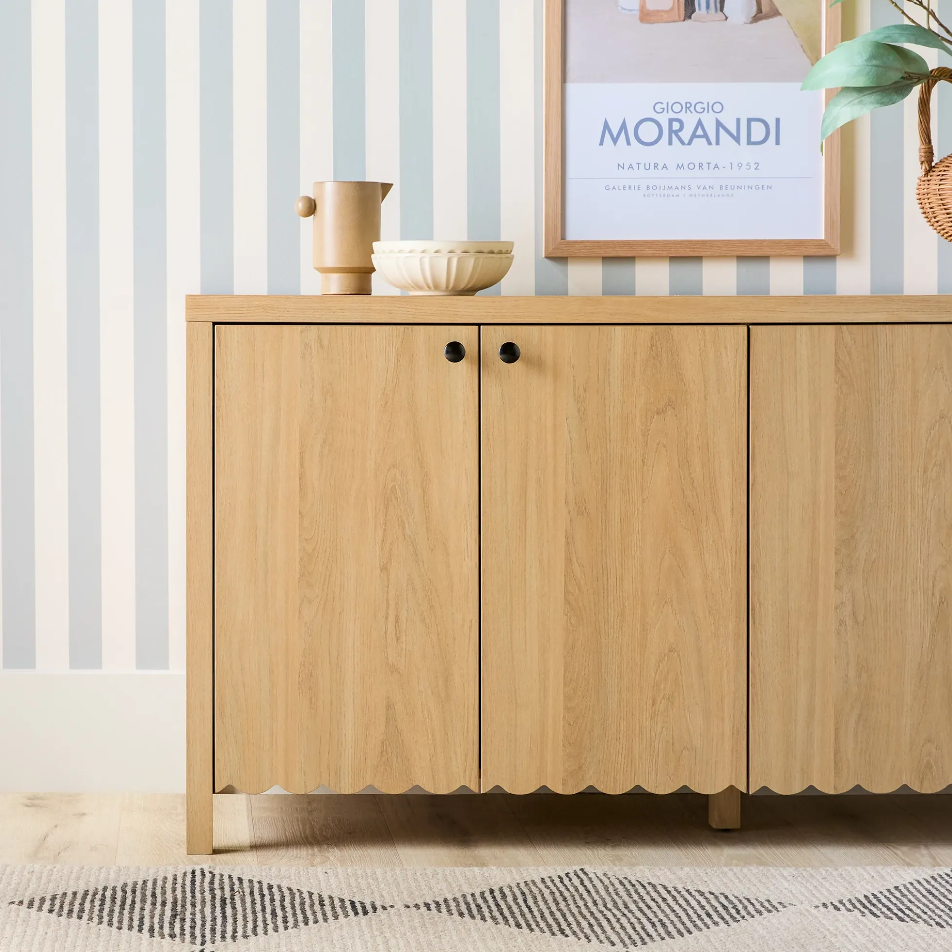 Paisley 60" Modern Scalloped Easy Assembly Sideboard /TV Stand