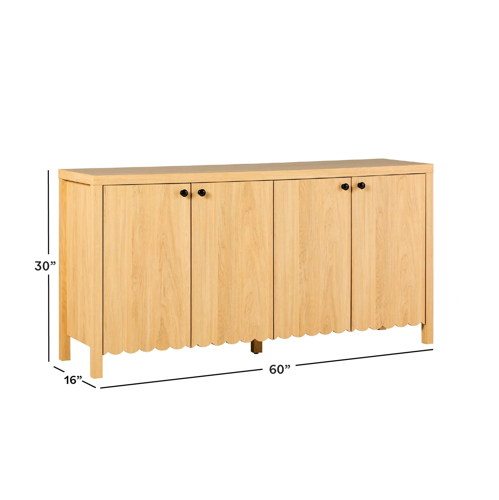 Paisley 60" Modern Scalloped Easy Assembly Sideboard /TV Stand