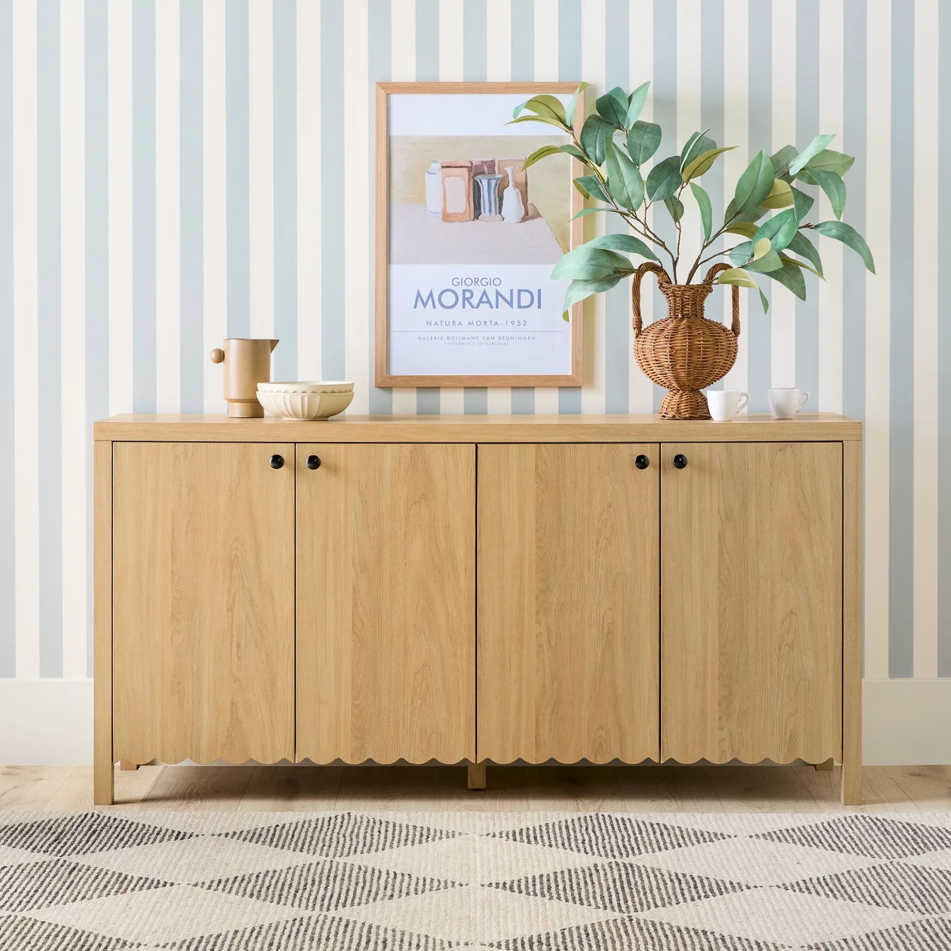 Paisley 60" Modern Scalloped Easy Assembly Sideboard /TV Stand