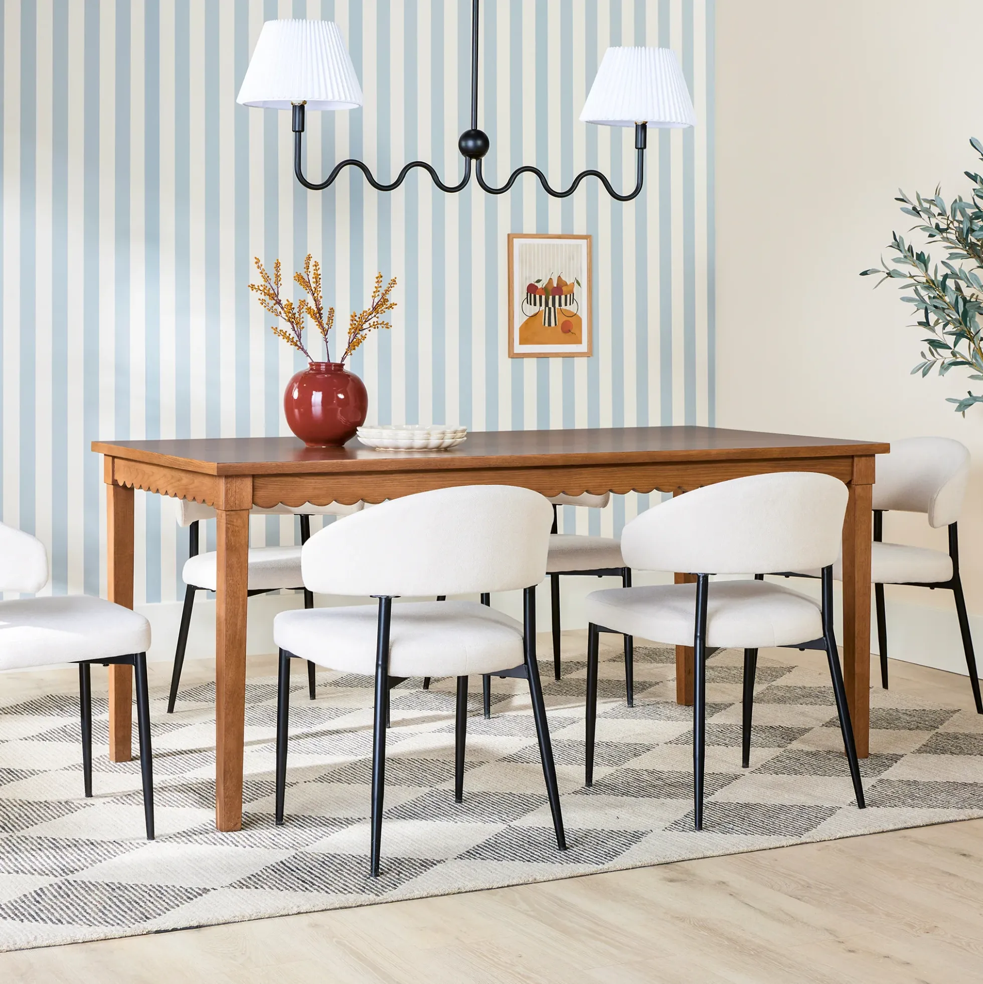 Paisley Modern Scalloped Easy Assembly 70" Rectangular Dining Table