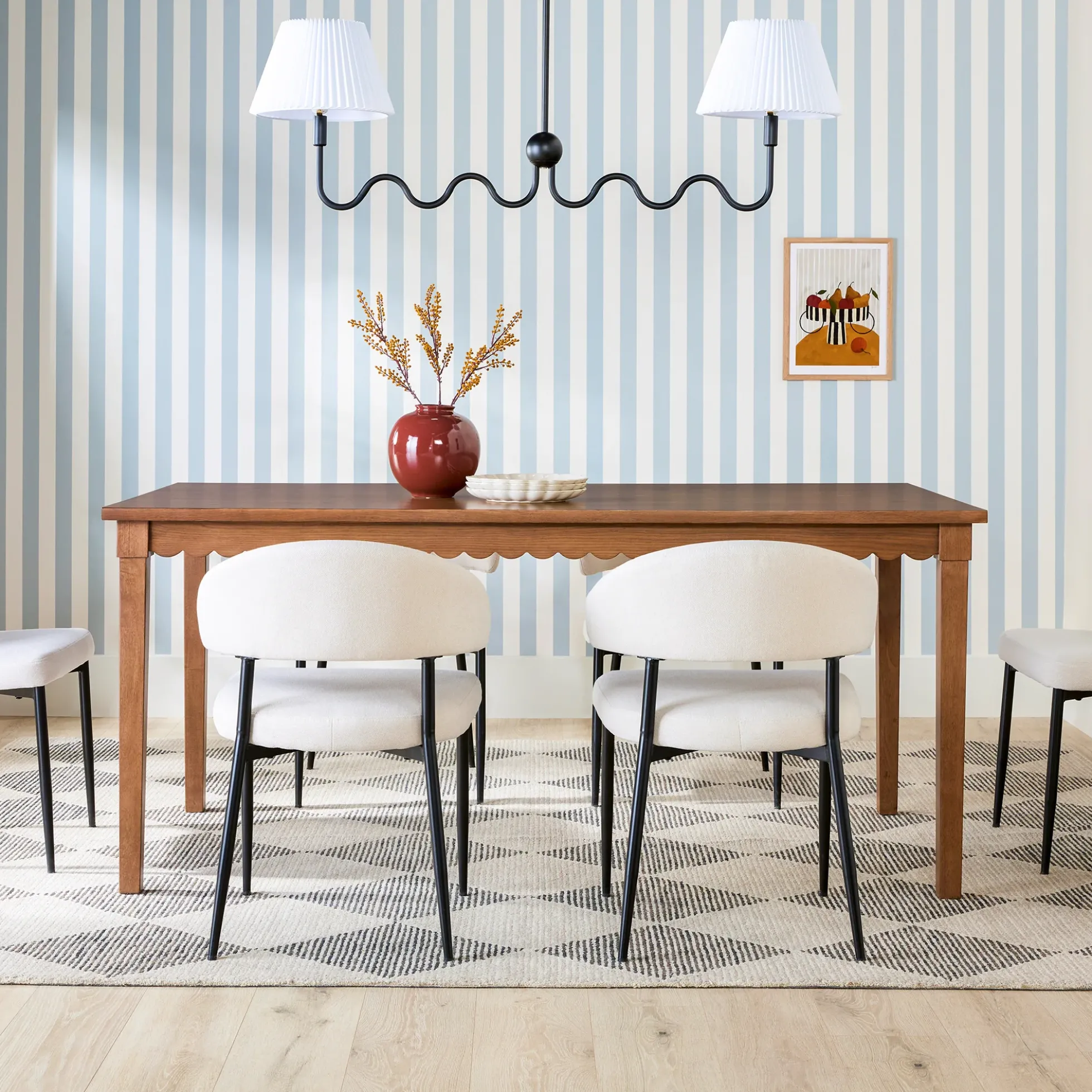 Paisley Modern Scalloped Easy Assembly 70" Rectangular Dining Table