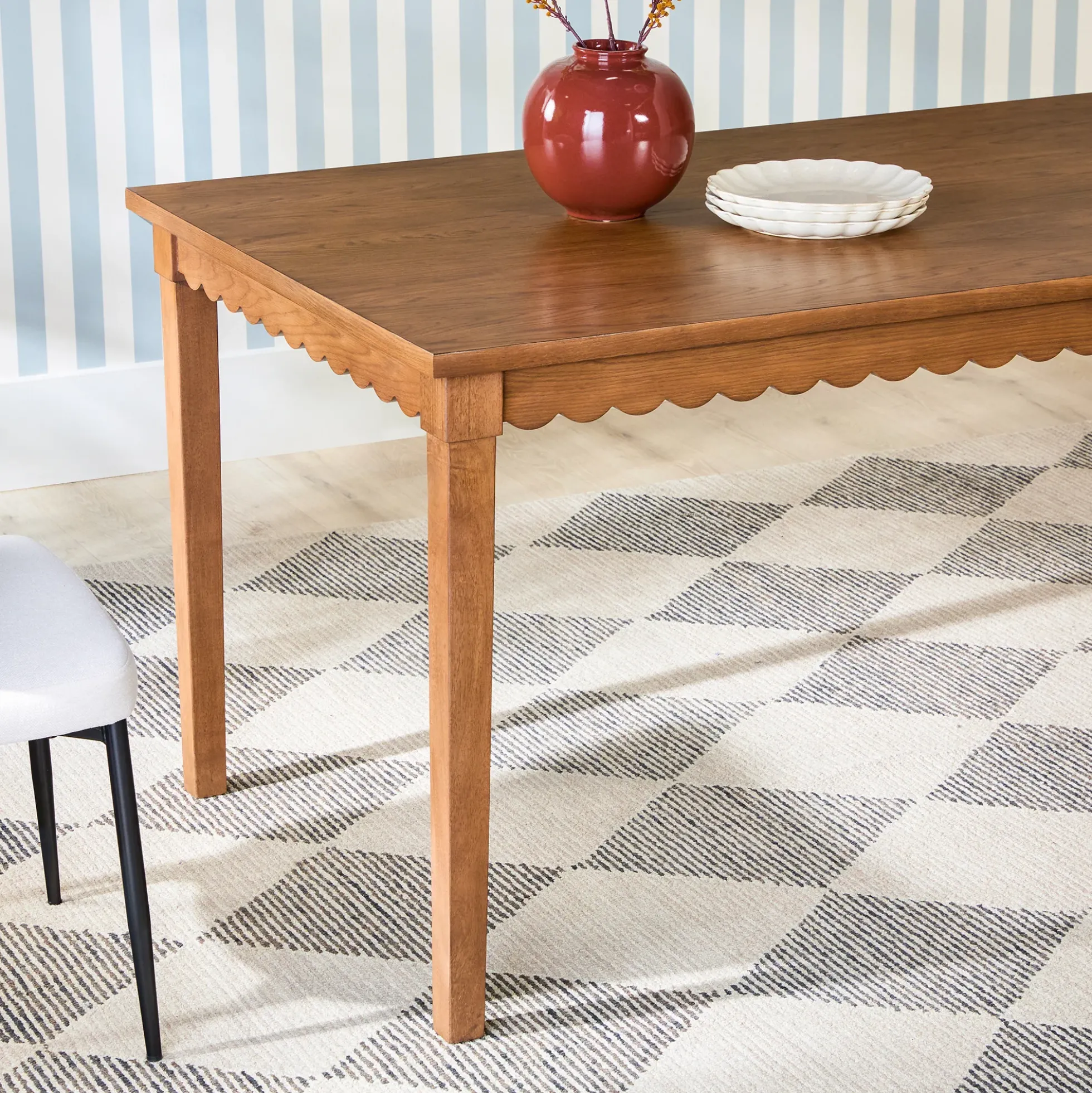 Paisley Modern Scalloped Easy Assembly 70" Rectangular Dining Table