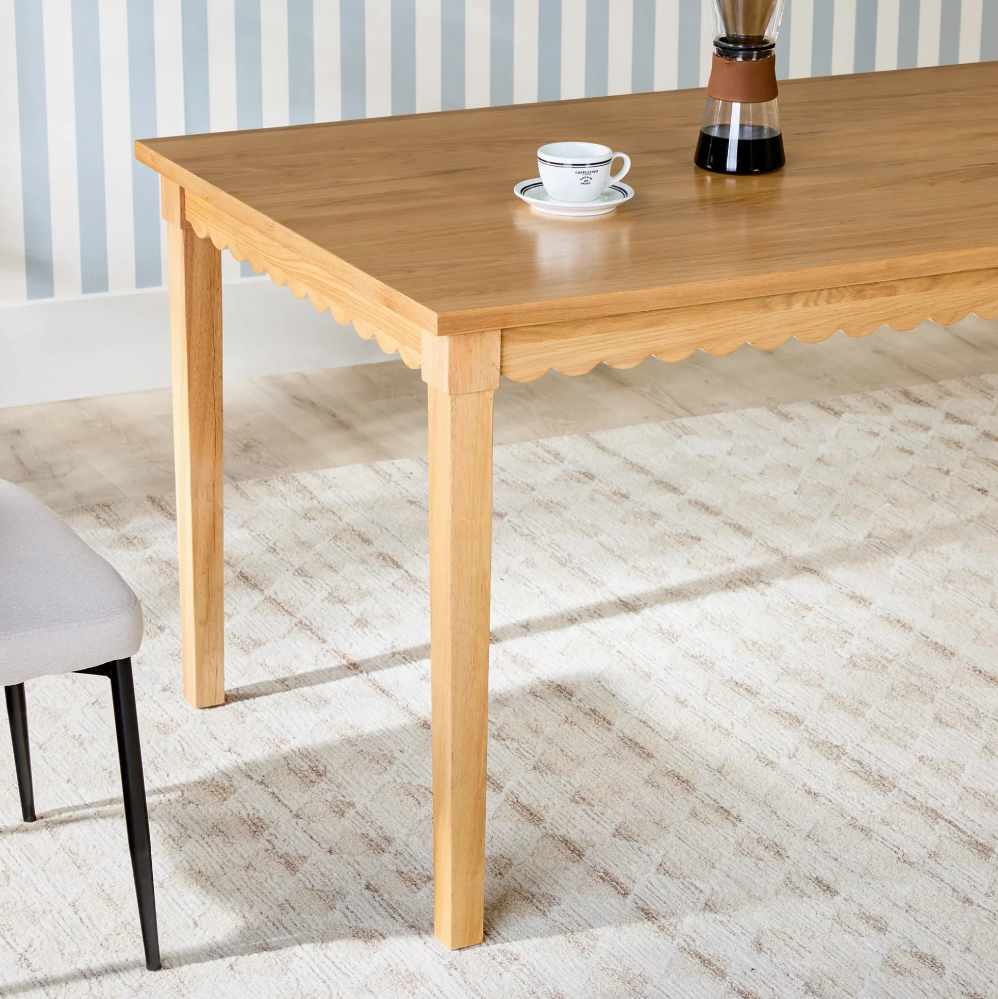 Paisley Modern Scalloped Easy Assembly 70" Rectangular Dining Table