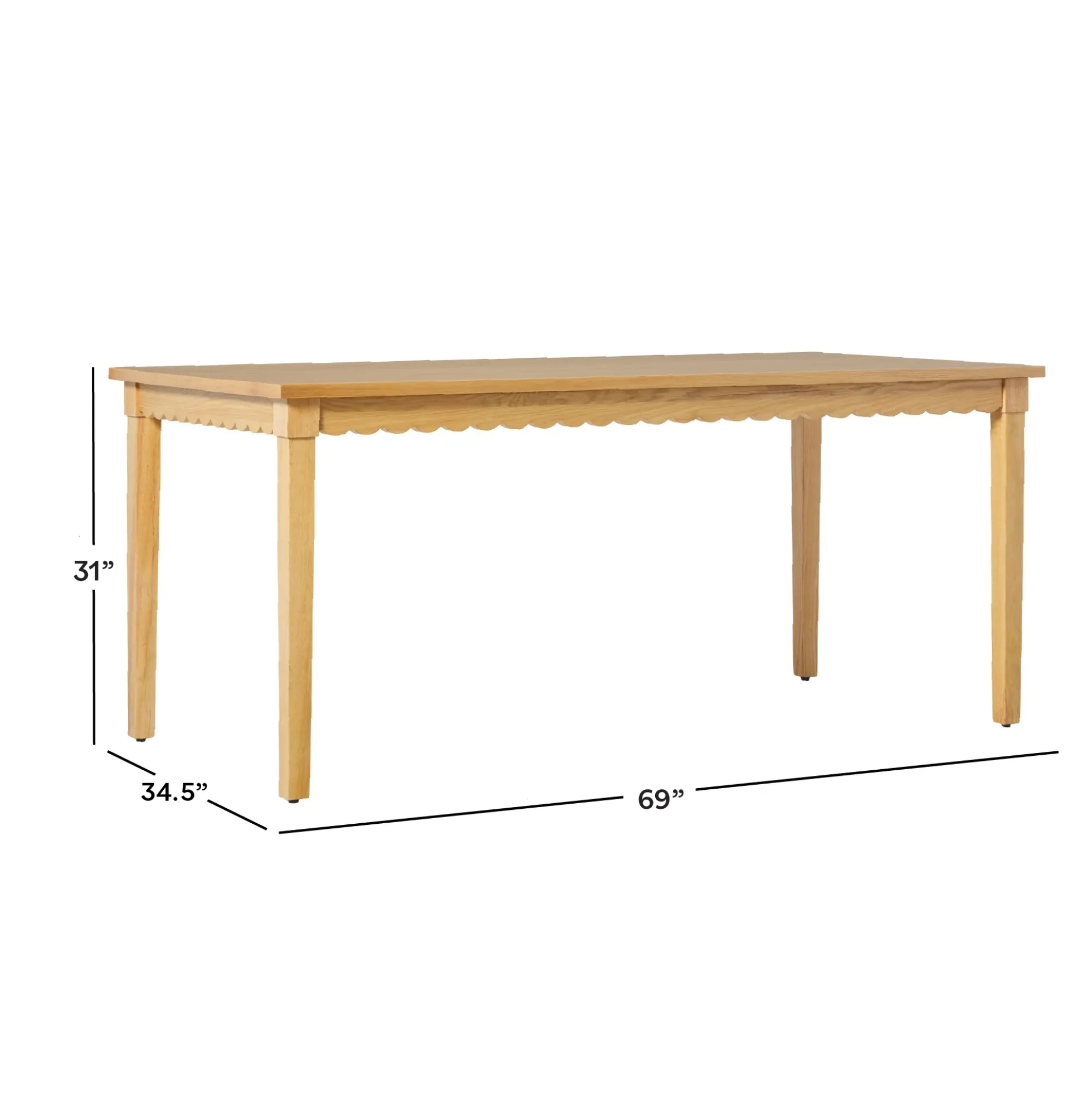 Paisley Modern Scalloped Easy Assembly 70" Rectangular Dining Table