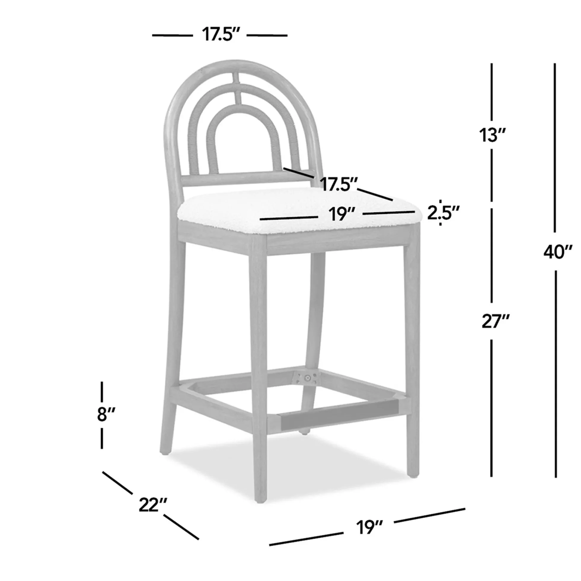 Panama Boucle 30.5' Curved Back Cane Rattan Bar Stool, Set of 2