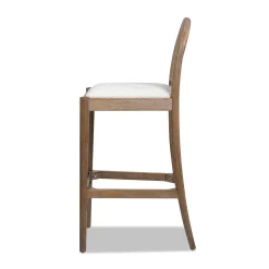 Panama Boucle 30.5' Curved Back Cane Rattan Bar Stool, Set of 2