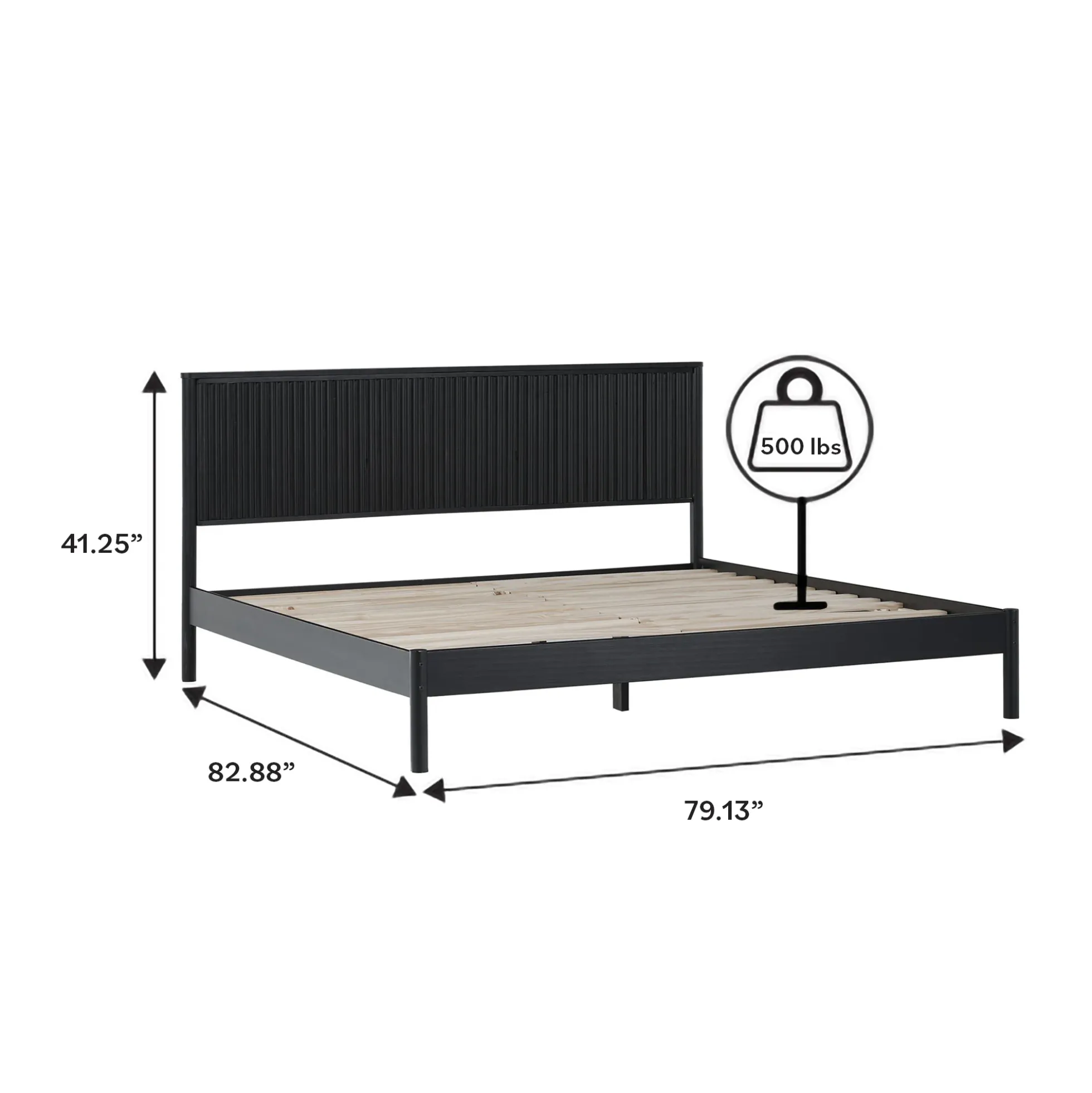 Paris Contemporary Reeded Headboard Solid Wood Bed
