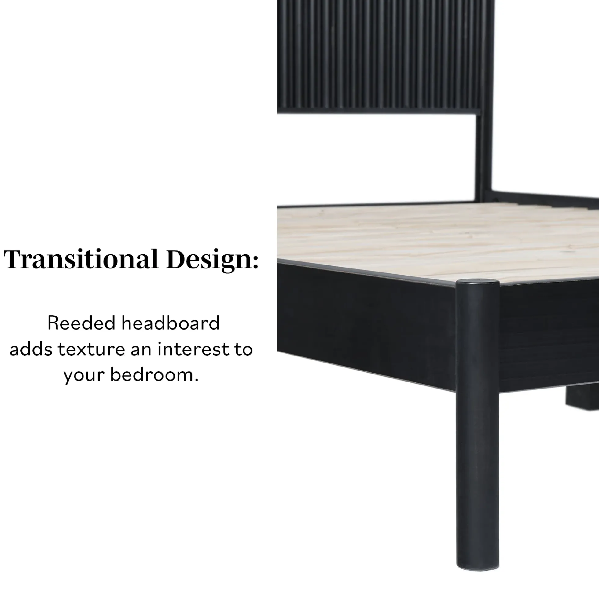 Paris Contemporary Reeded Headboard Solid Wood Bed