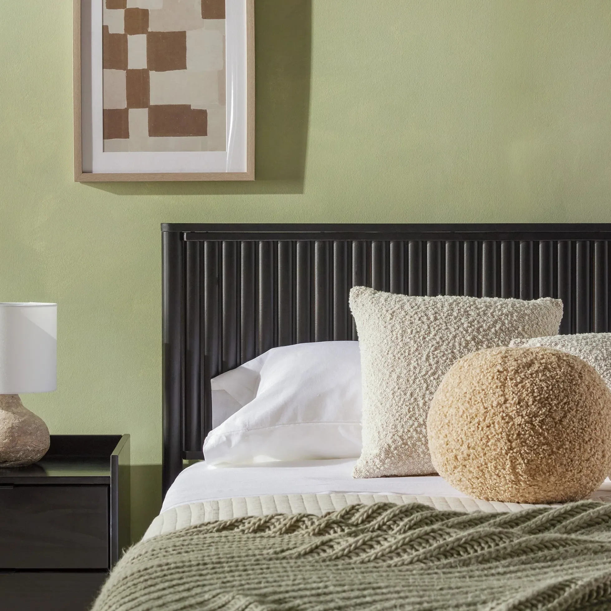 Paris Contemporary Reeded Headboard Solid Wood Bed
