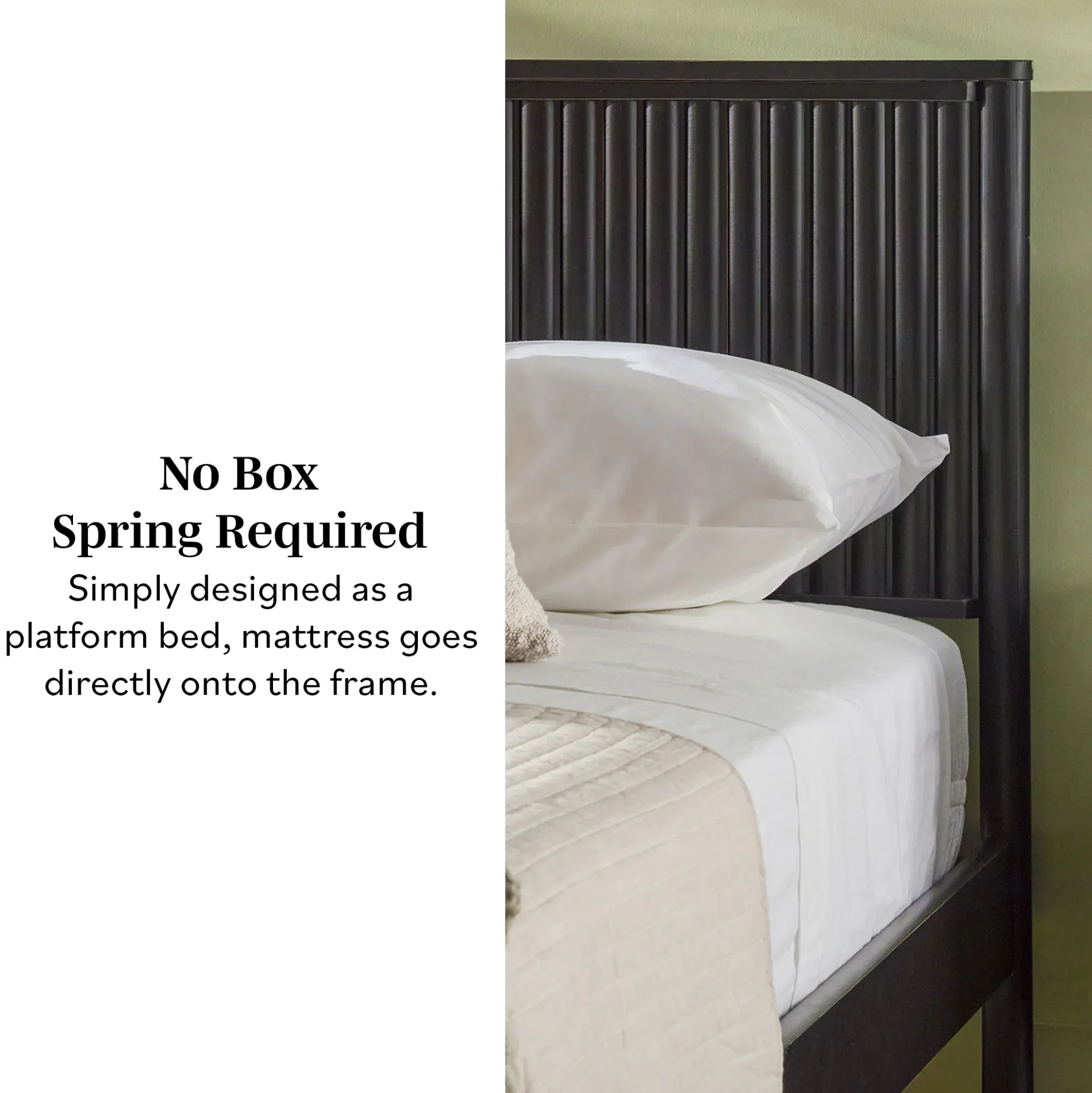 Paris Contemporary Reeded Headboard Solid Wood Bed