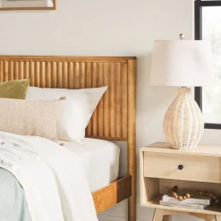 Paris Contemporary Reeded Headboard Solid Wood Bed