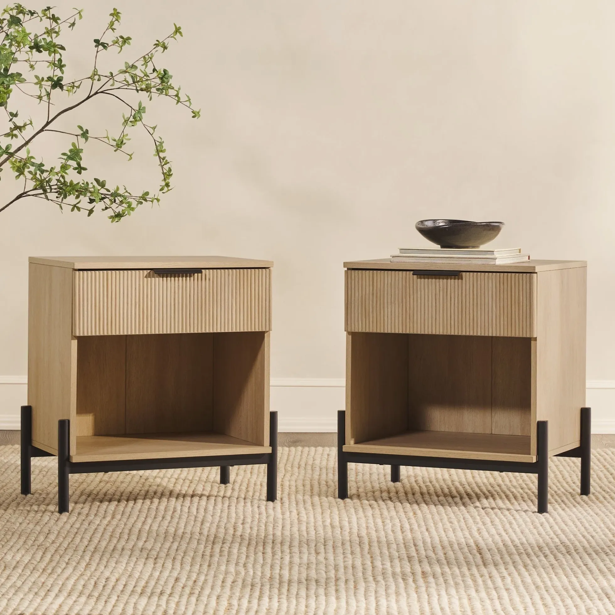 Paris Modern Scandinavian Reeded Nightstand