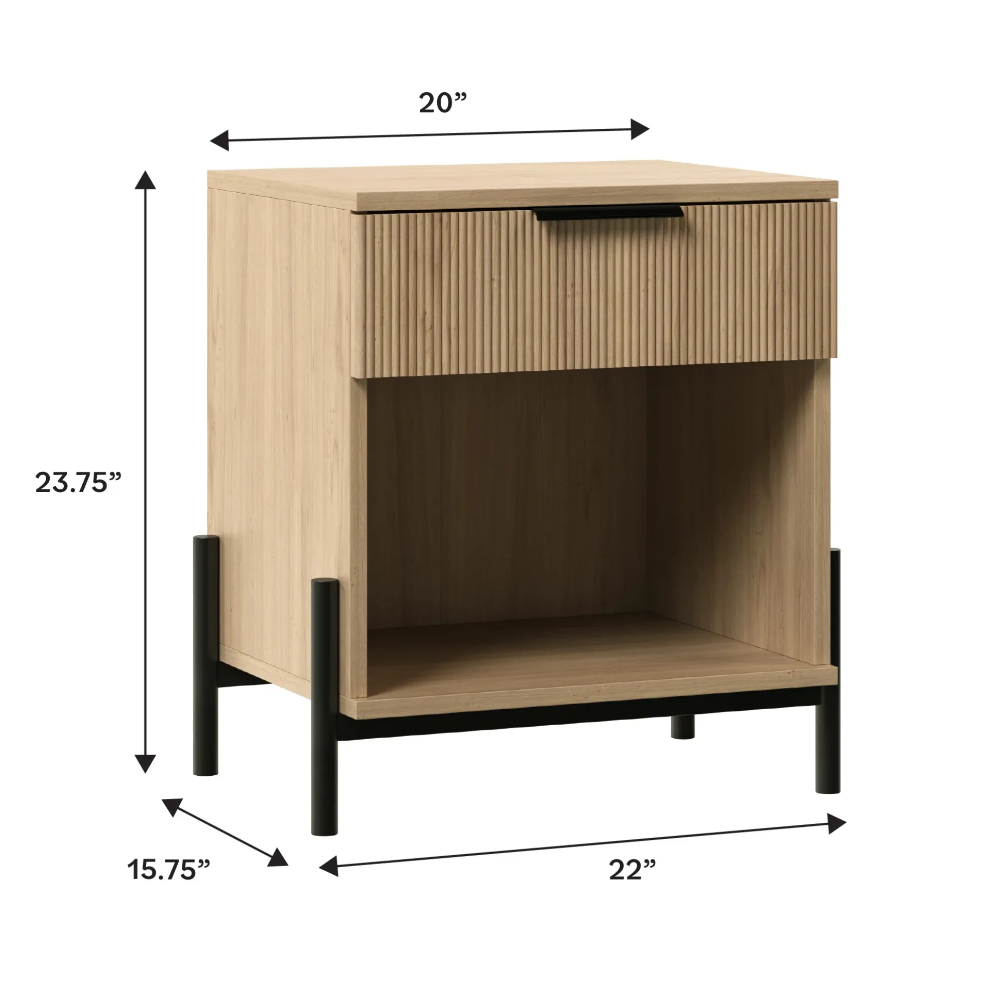 Paris Modern Scandinavian Reeded Nightstand
