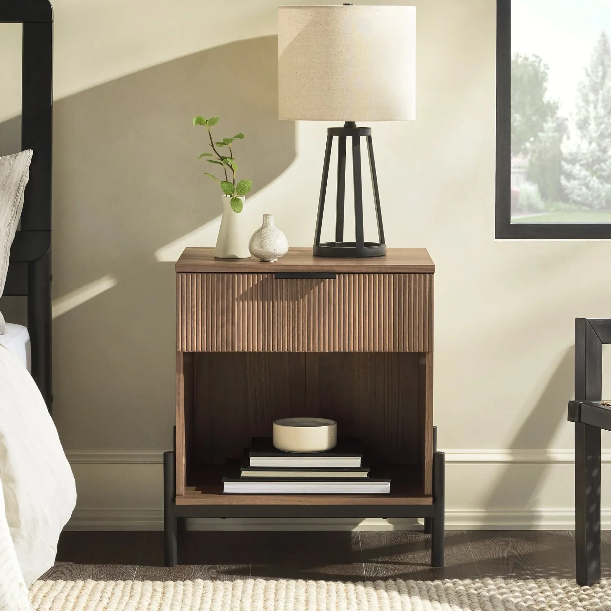 Paris Modern Scandinavian Reeded Nightstand