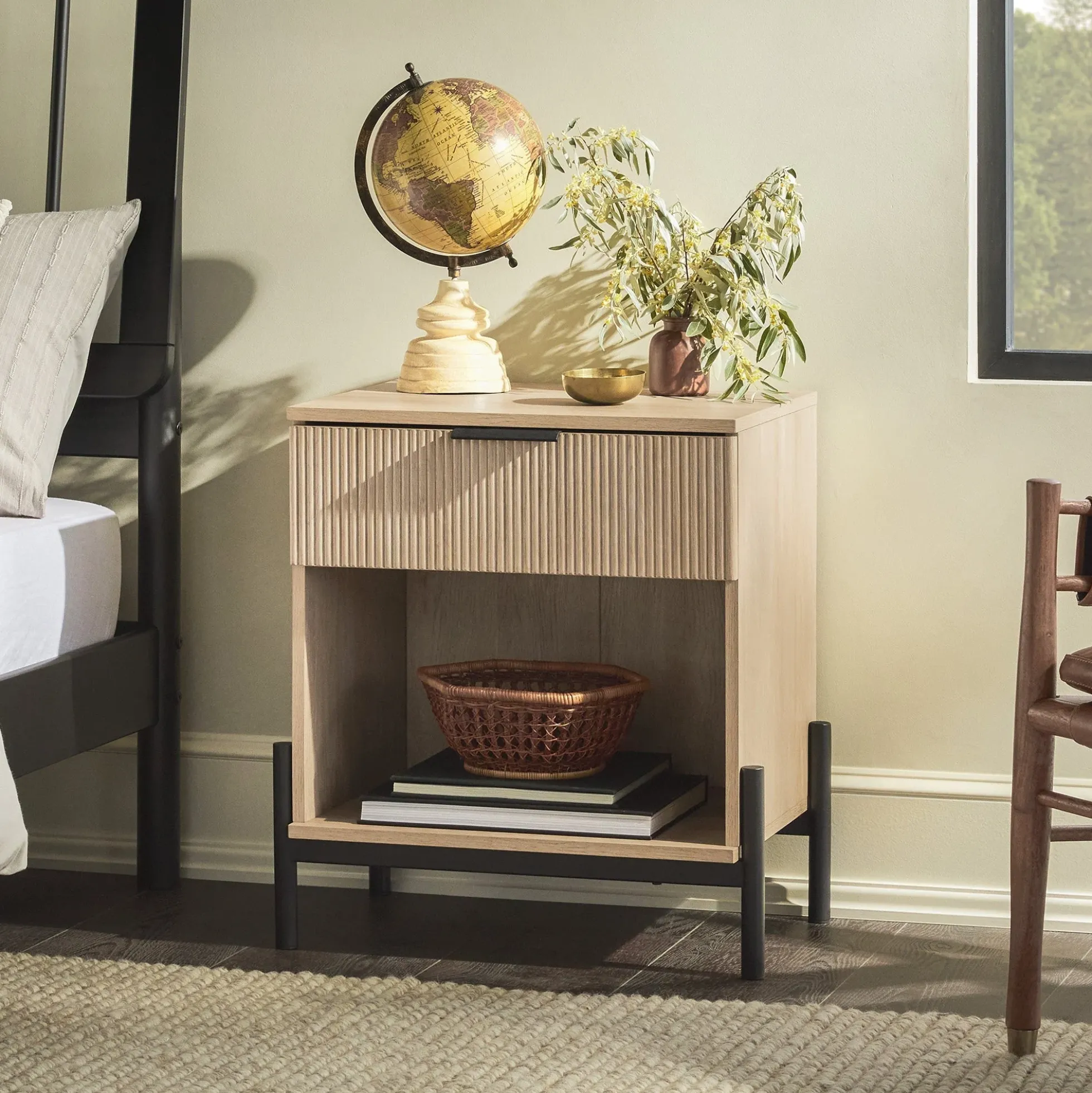 Paris Modern Scandinavian Reeded Nightstand