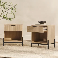 Paris Modern Scandinavian Reeded Nightstand