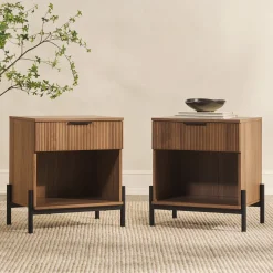 Paris Modern Scandinavian Reeded Nightstand
