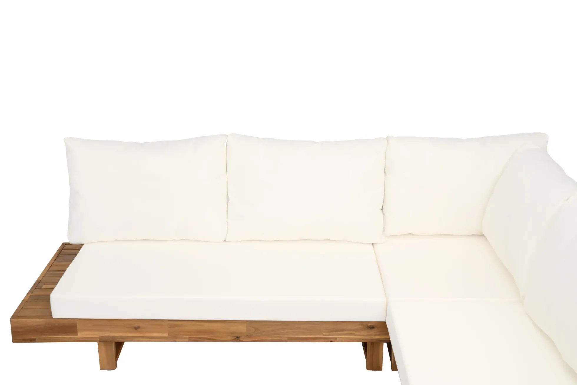 4pc Outdoor Teak Wood Sectional Patio Sofa Set w Table