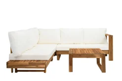 4pc Outdoor Teak Wood Sectional Patio Sofa Set w Table