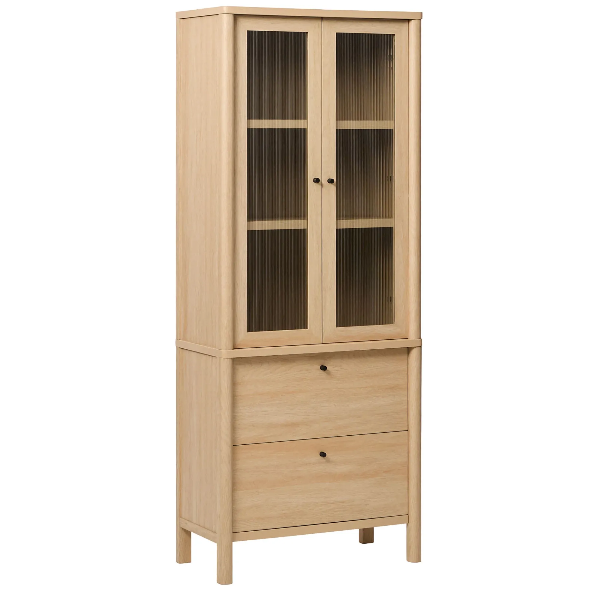 Penelope Modern Fluted Glass Cabinet Bookshelf