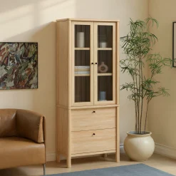 Penelope Modern Fluted Glass Cabinet Bookshelf