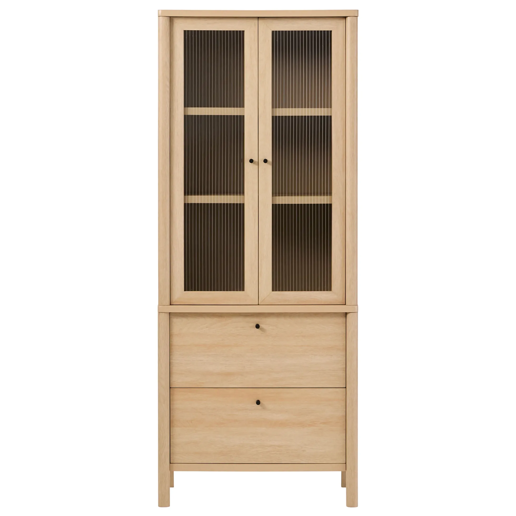 Penelope Modern Fluted Glass Cabinet Bookshelf