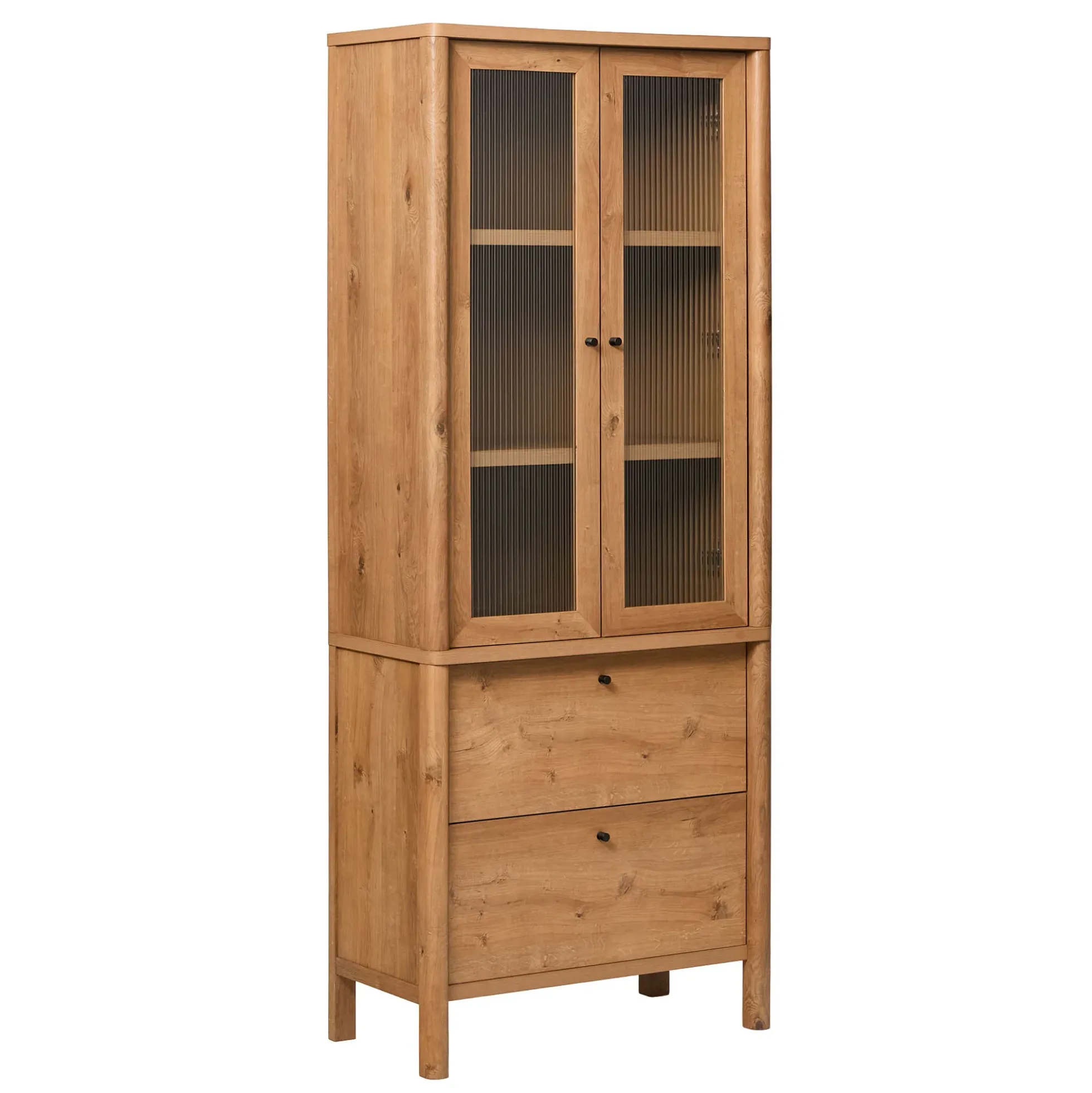 Penelope Modern Fluted Glass Cabinet Bookshelf