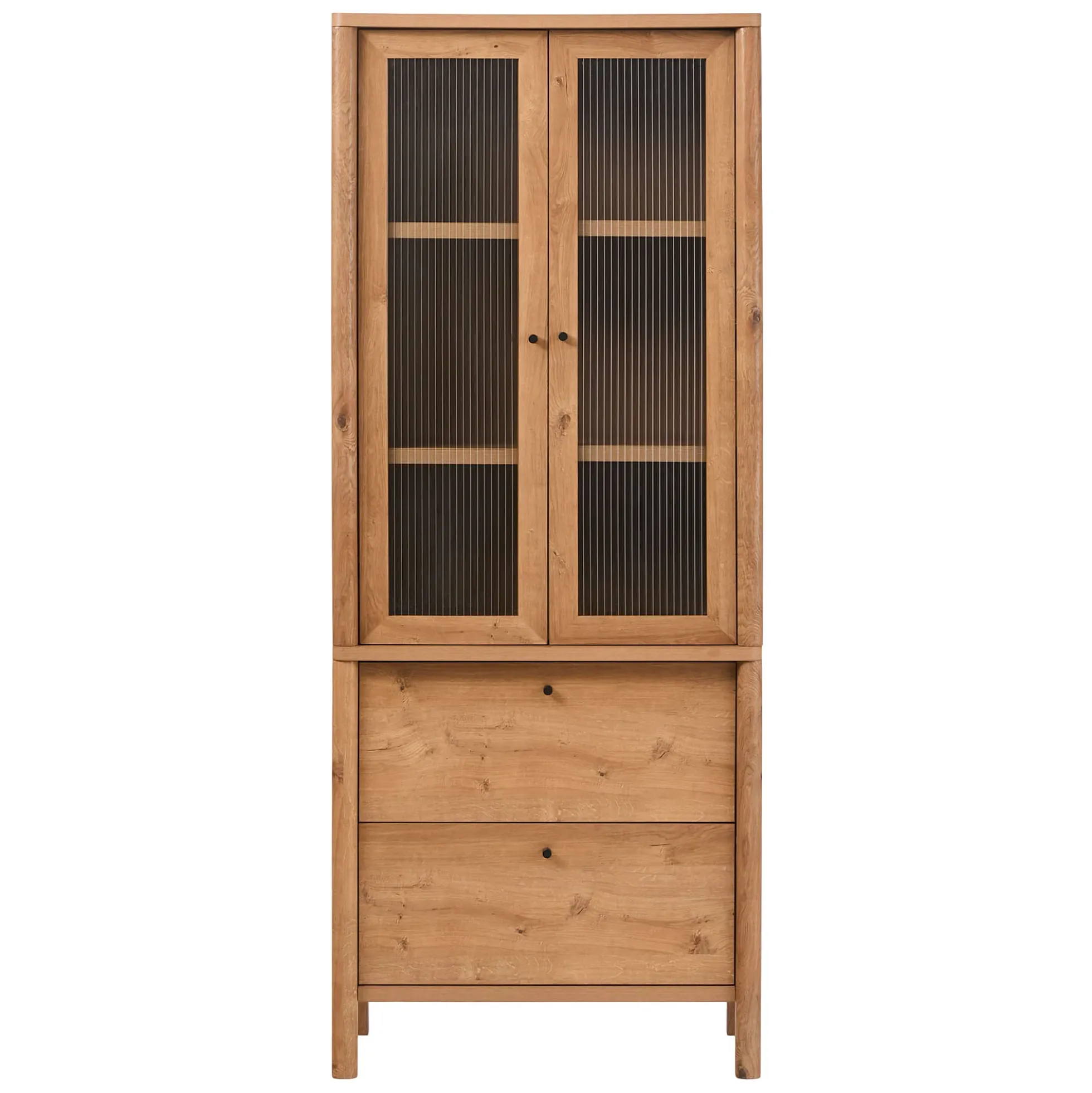Penelope Modern Fluted Glass Cabinet Bookshelf
