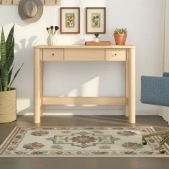 Penelope Modern Wood Makeup Vanity with LED Mirror & Storage