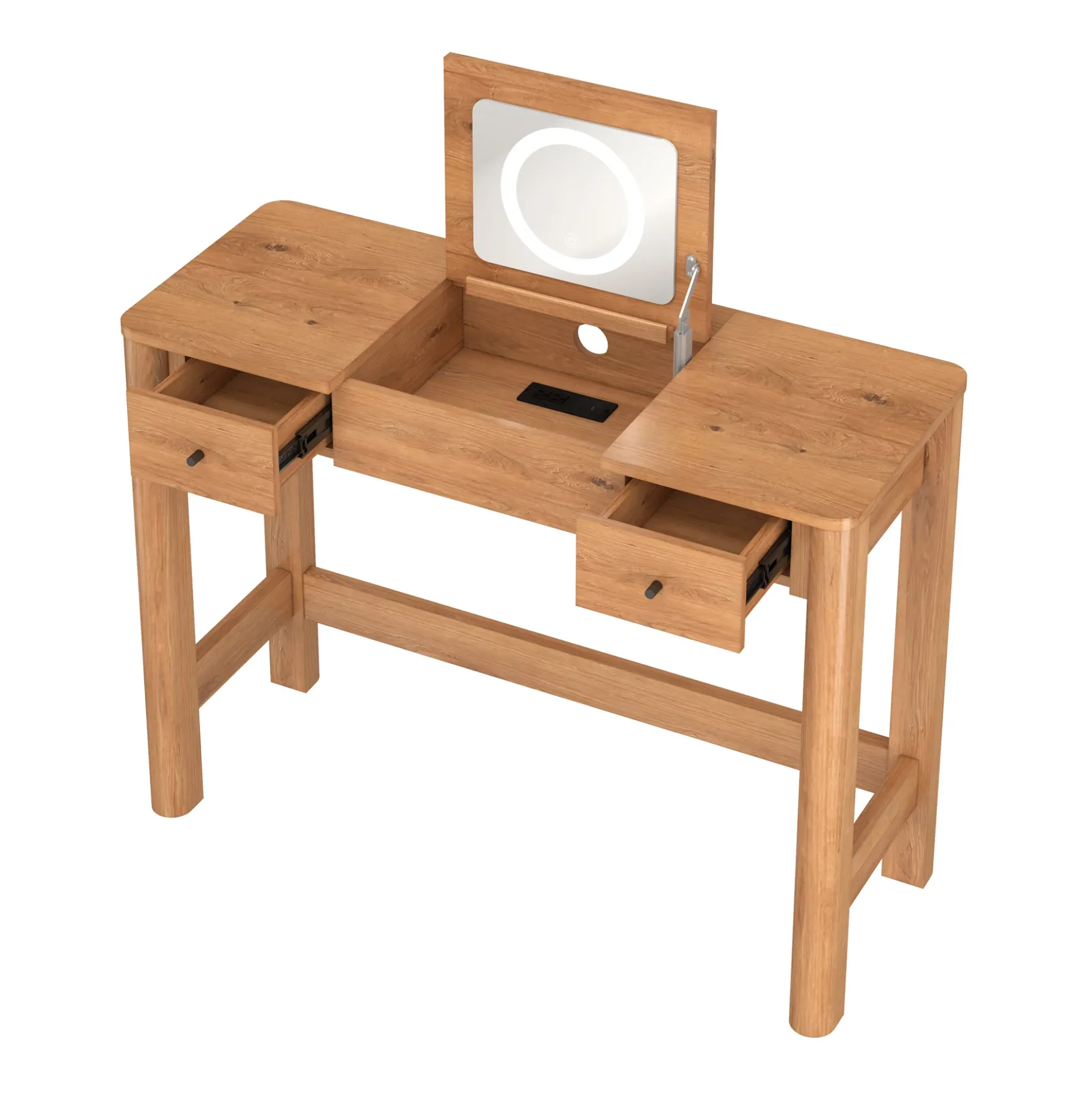 Penelope Modern Wood Makeup Vanity with LED Mirror & Storage