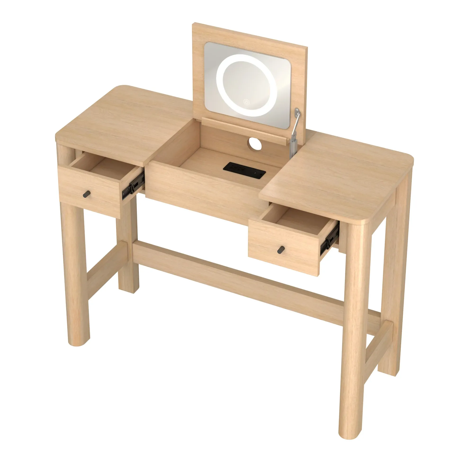 Penelope Modern Wood Makeup Vanity with LED Mirror & Storage